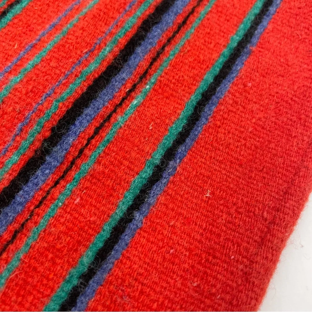 Vintage Table Runner Striped Fringe Red Boho Eclectic Home Decor Dining‎ Room